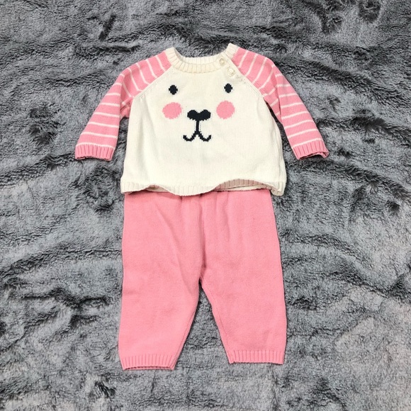 Cherokee Pink Bear Sweater Outfit size 3 months - Picture 5 of 11